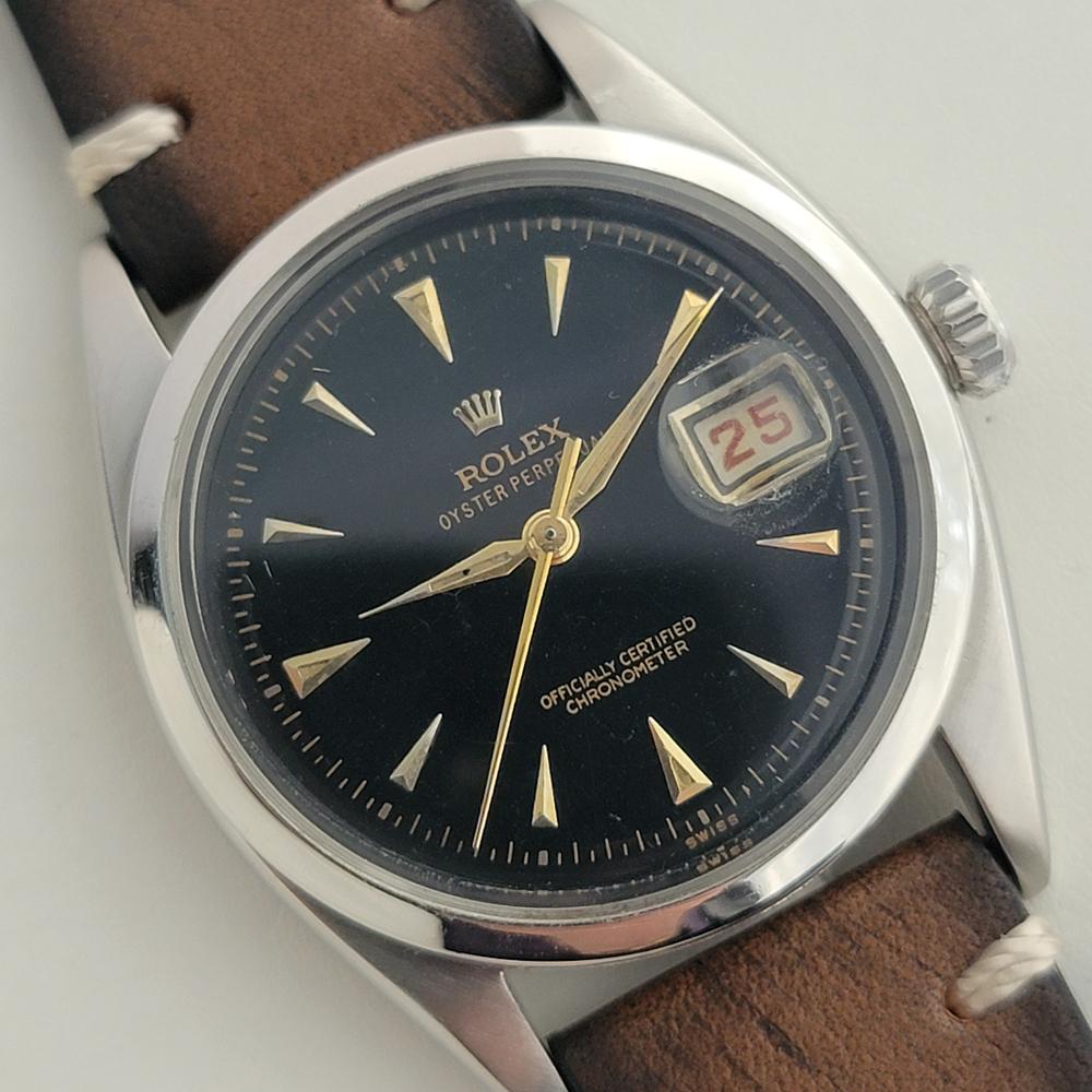 Mens Rolex Oyster Perpetual Ref 6305 36mm Red Date Automatic 1950s Vintage RA426 Excellent état à Beverly Hills, CA