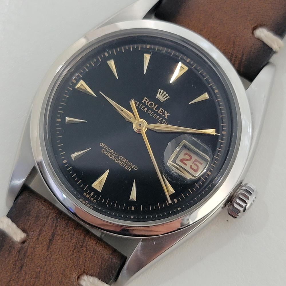  Mens Rolex Oyster Perpetual Ref 6305 36mm Red Date Automatic 1950s Vintage RA426 Pour hommes 