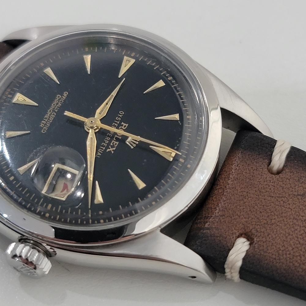 Mens Rolex Oyster Perpetual Ref 6305 36mm Red Date Automatic 1950s Vintage RA426 2