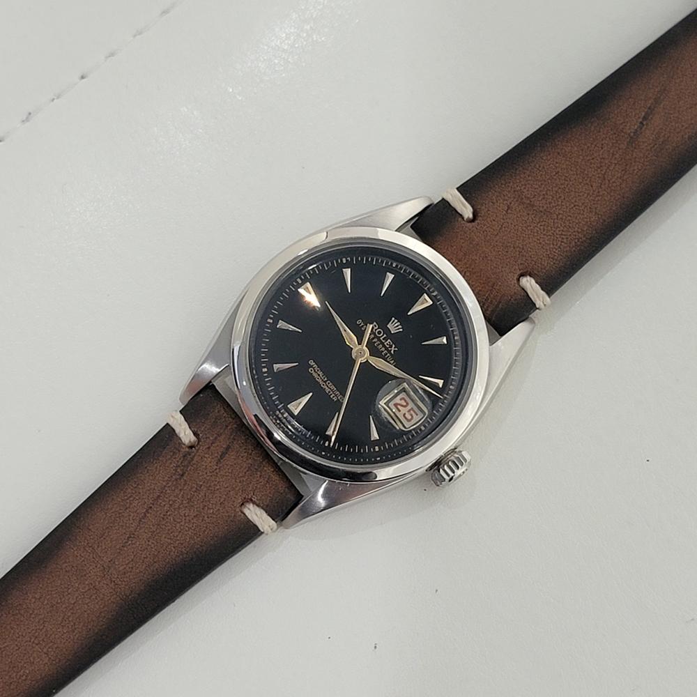 Mens Rolex Oyster Perpetual Ref 6305 36mm Red Date Automatic 1950s Vintage RA426 3