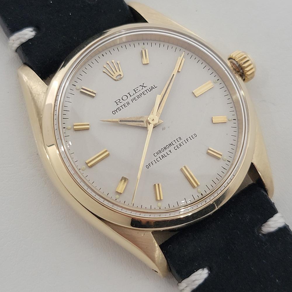 Mens Rolex Oyster Perpetual Ref 6564 14k Solid Gold 34mm Automatic 1950s RA462 In Excellent Condition In Beverly Hills, CA