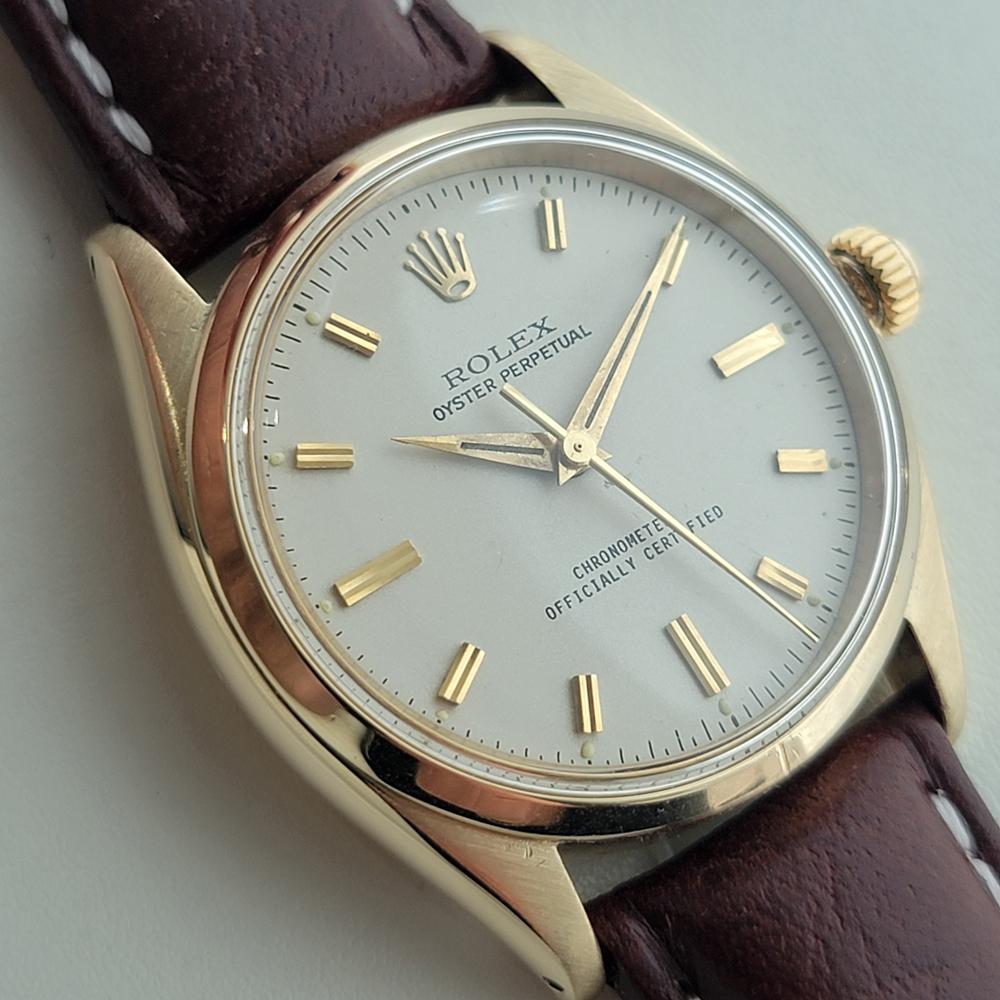 Mens Rolex Oyster Perpetual Ref 6564 14k Solid Gold 34mm Automatic 1950s RA462B In Excellent Condition In Beverly Hills, CA