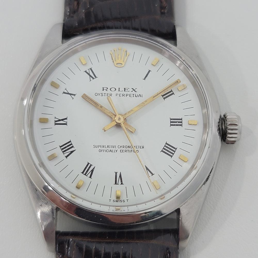 A rare iconic classic, Men's Rolex ref.6564 Oyster Perpetual automatic, c.1957. Gorgeous Rolex signed polar dial, applied indice and printed Roman numeral hour markers, gilt minute and hour hands, sweeping central second hand, hands and dial in