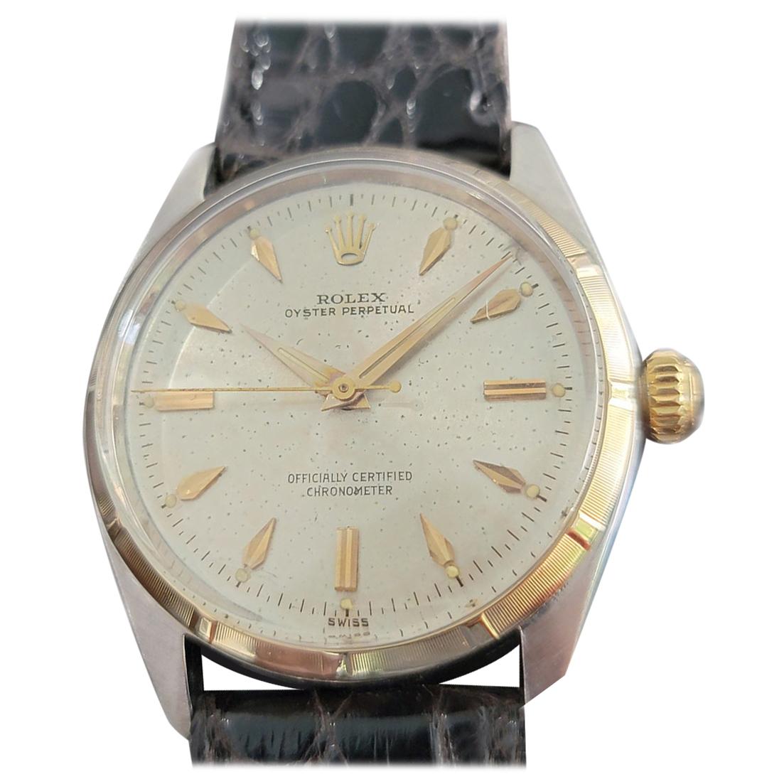 Mens Rolex Oyster Perpetual Ref 6565 14k & SS Automatic 1950s MA208BLK