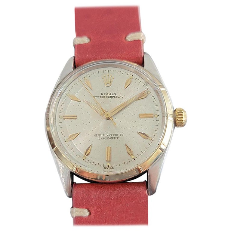 Mens Rolex Oyster Perpetual Ref 6565 14k and SS Automatic 1950s Vintage ...
