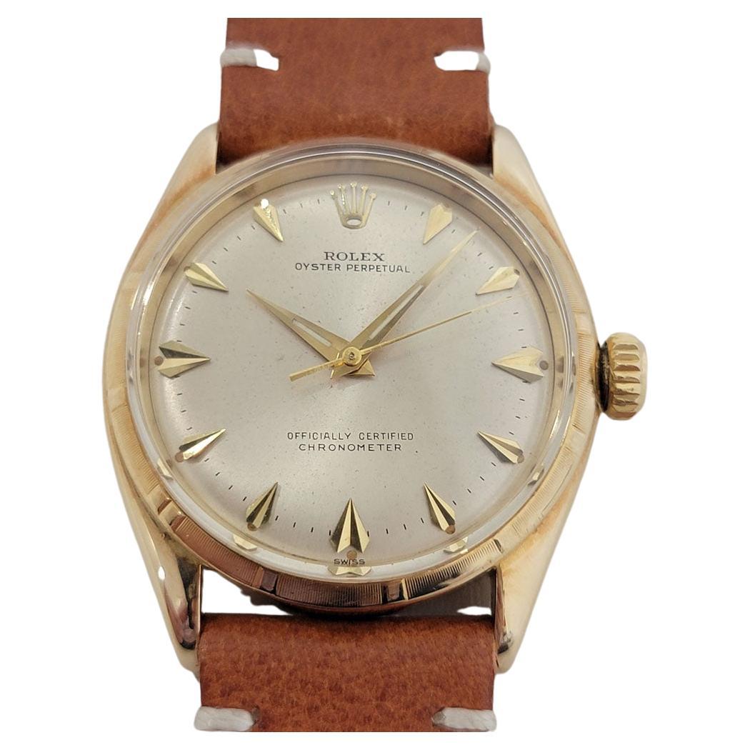 Mens Rolex Oyster Perpetual Ref 6585 14k Gold Automatic 1960s RJC162T For Sale