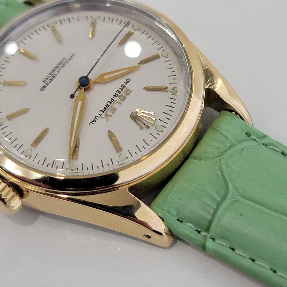 Mens Rolex Oyster Perpetual Ref 6634 Gold Capped Automatic 1950s RA141G In Excellent Condition In Beverly Hills, CA