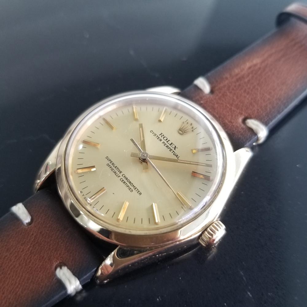 Men's Rolex Oyster Perpetual Ref.1002 14 Karat Gold Automatic, circa 1970s RA151 In Excellent Condition In Beverly Hills, CA