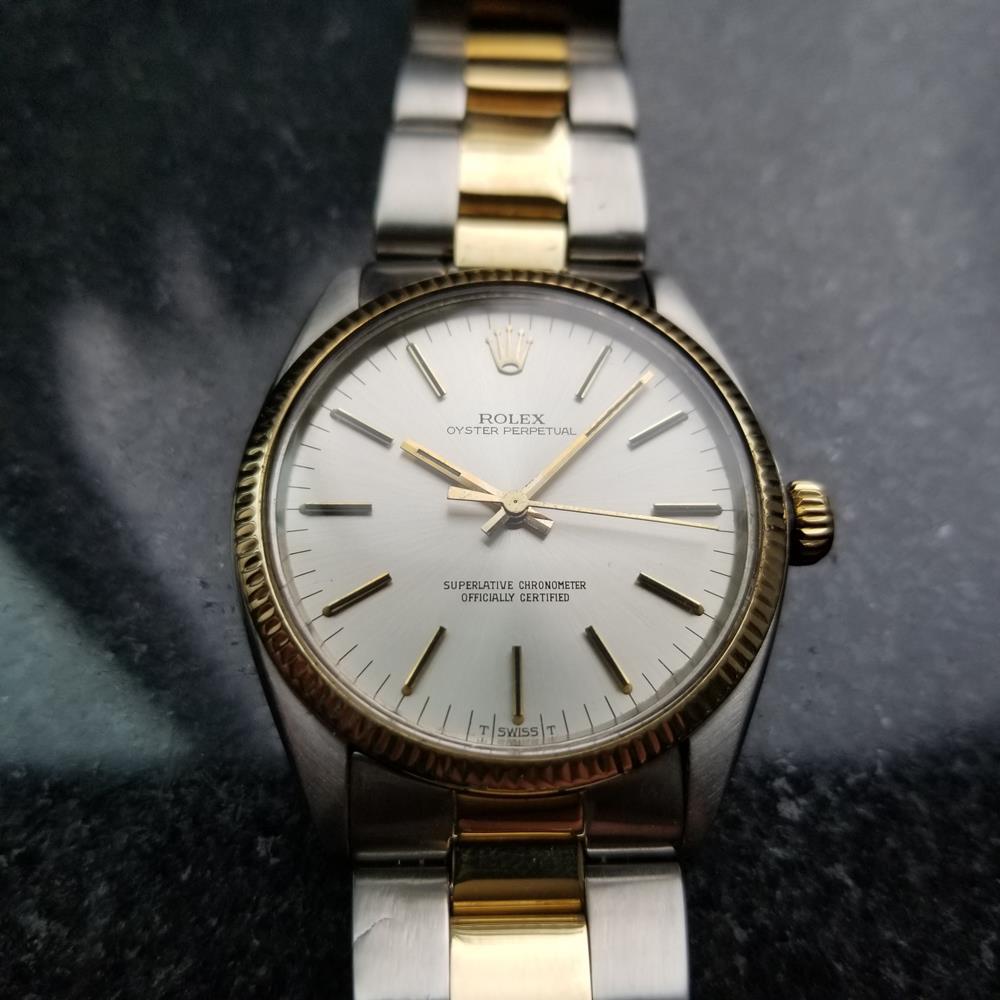 Men's Rolex Oyster Perpetual Ref.1005 18k Gold & SS Automatic, c.1980s LV718 In Excellent Condition In Beverly Hills, CA