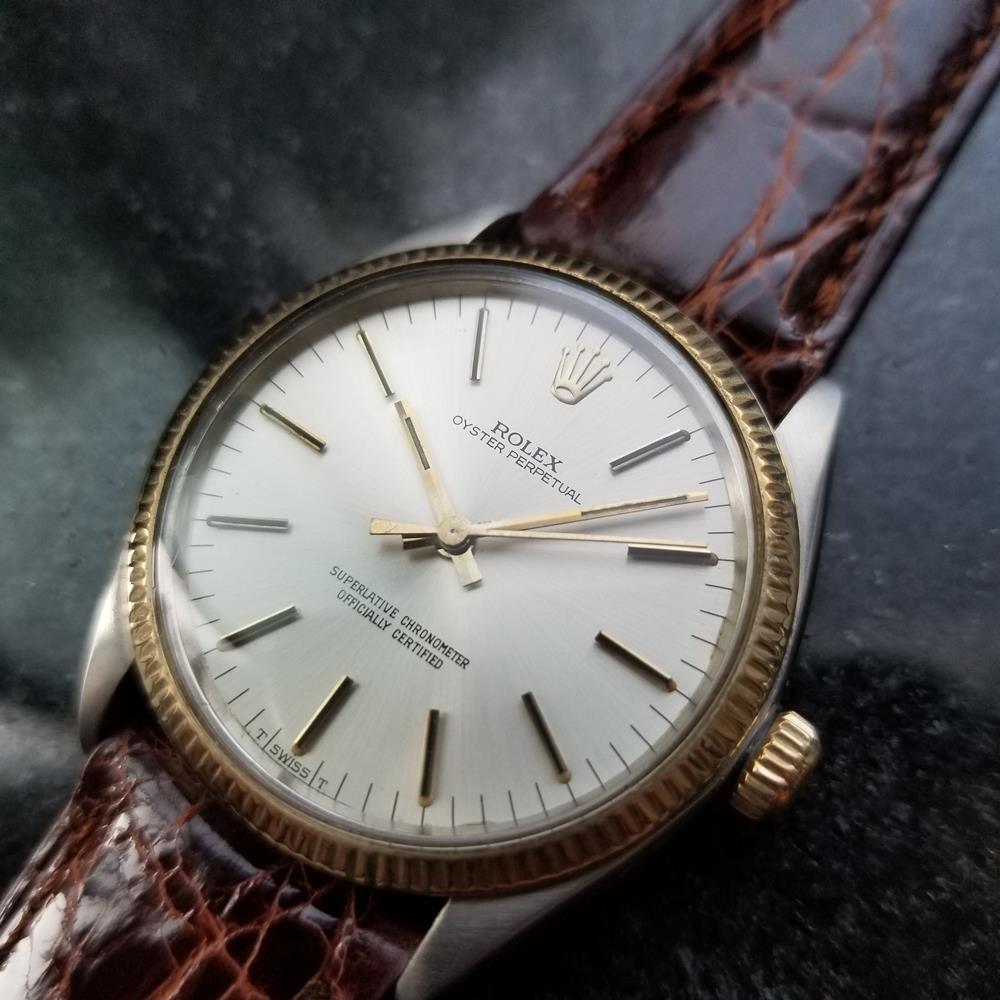 Men's Rolex Oyster Perpetual Ref.1005 18k Gold & SS Automatic, c.1980s LV718BRN In Excellent Condition In Beverly Hills, CA