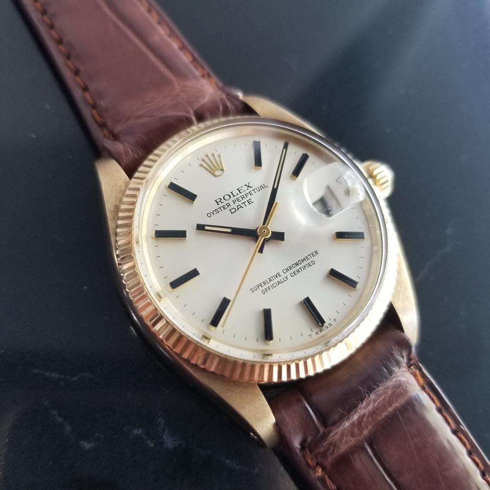 Mens Rolex Oyster perpetual Ref.1503 14k Gold Automatic, c.1970s LV688BRN In Excellent Condition In Beverly Hills, CA