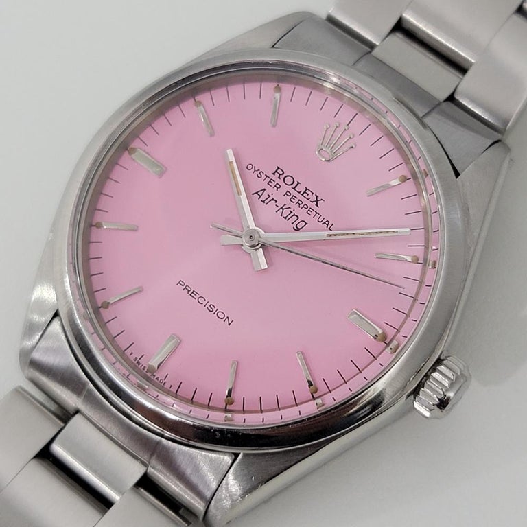 Men's Mens Rolex Oyster Precision 1002 Air King Pink Dial Automatic 1970s RA172 For Sale