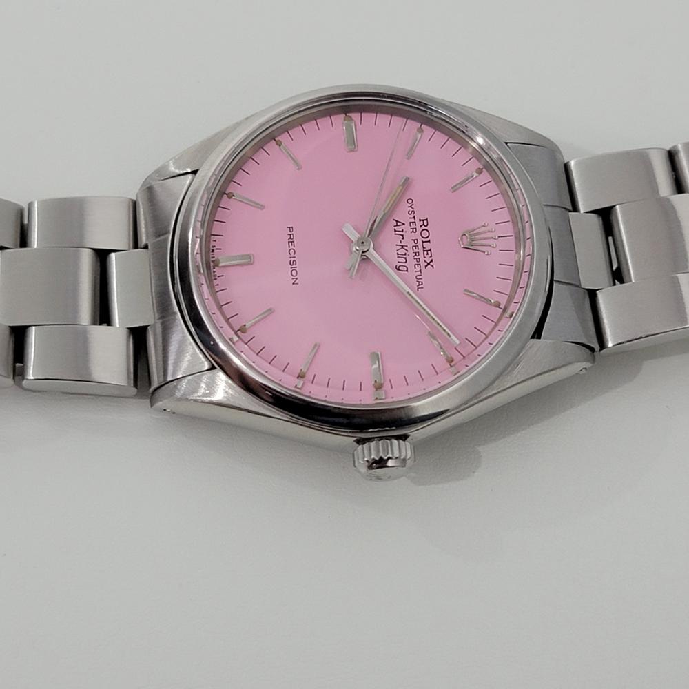 Mens Rolex Oyster Precision 1002 Air King Pink Dial Automatic 1970s RA172 In Excellent Condition In Beverly Hills, CA
