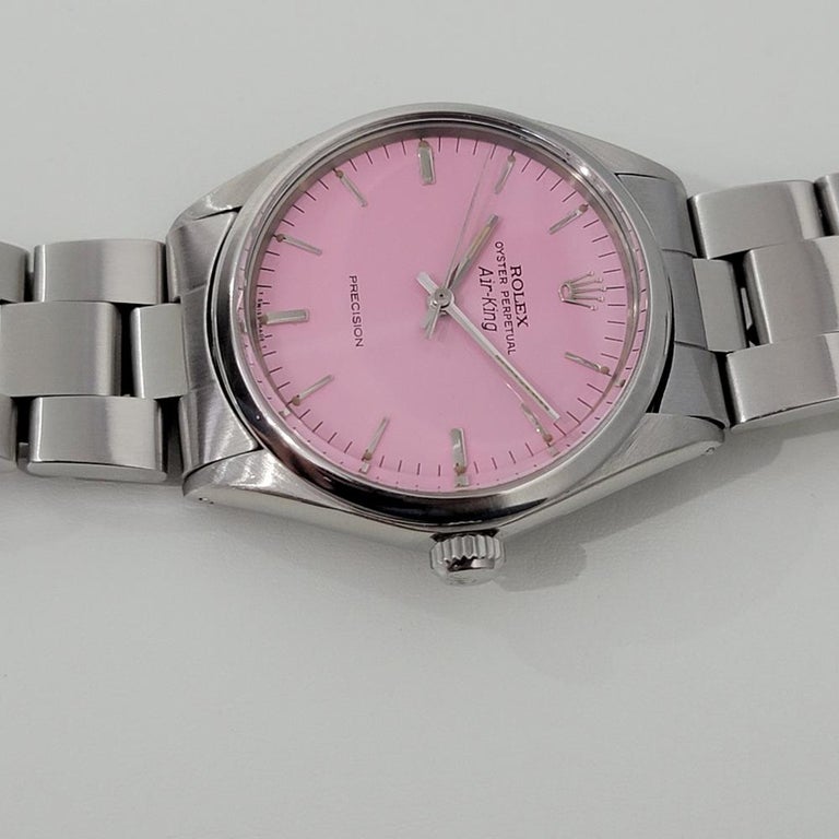 Mens Rolex Oyster Precision 1002 Air King Pink Dial Automatic 1970s RA172 For Sale 2