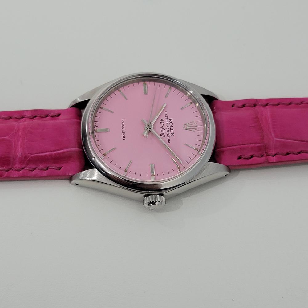 Mens Rolex Oyster Precision 1002 Air King Pink Dial Automatic, 1970s RA172P In Excellent Condition In Beverly Hills, CA