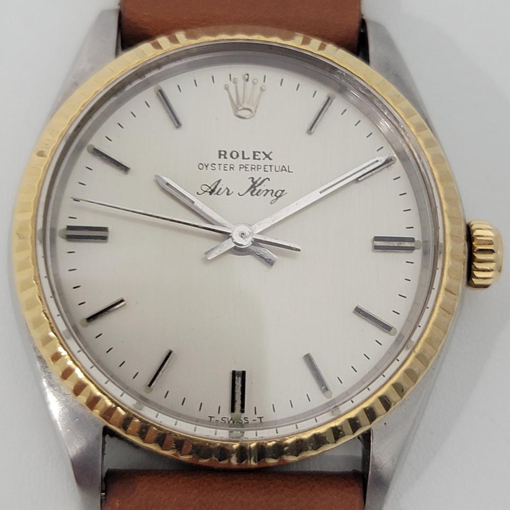 Timeless icon, Men's Rolex Oyster Precision Air-King 5500 automatic, c.1969. Verified authentic by a master watchmaker. Gorgeous Rolex signed dial, applied indice hour markers, silver minute and hour hands, sweeping central second hand, hands and