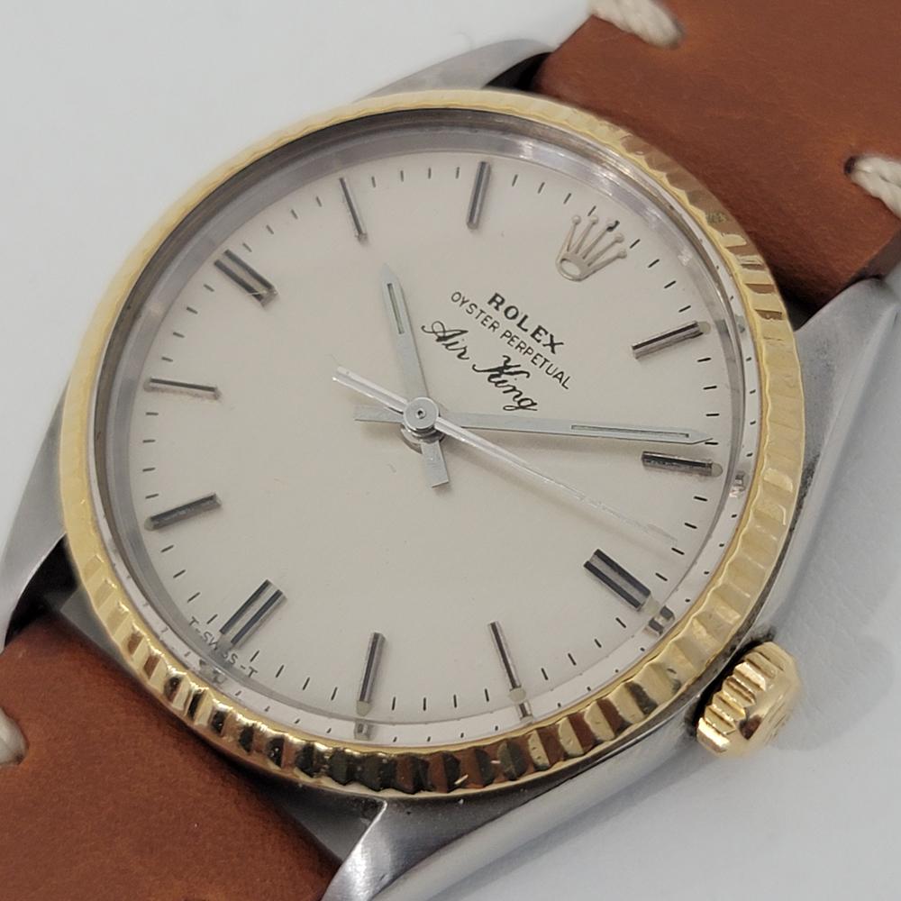 Mens Rolex Oyster Precision 5500 Air King 18k SS Automatic 1970s RJC188 In Excellent Condition In Beverly Hills, CA