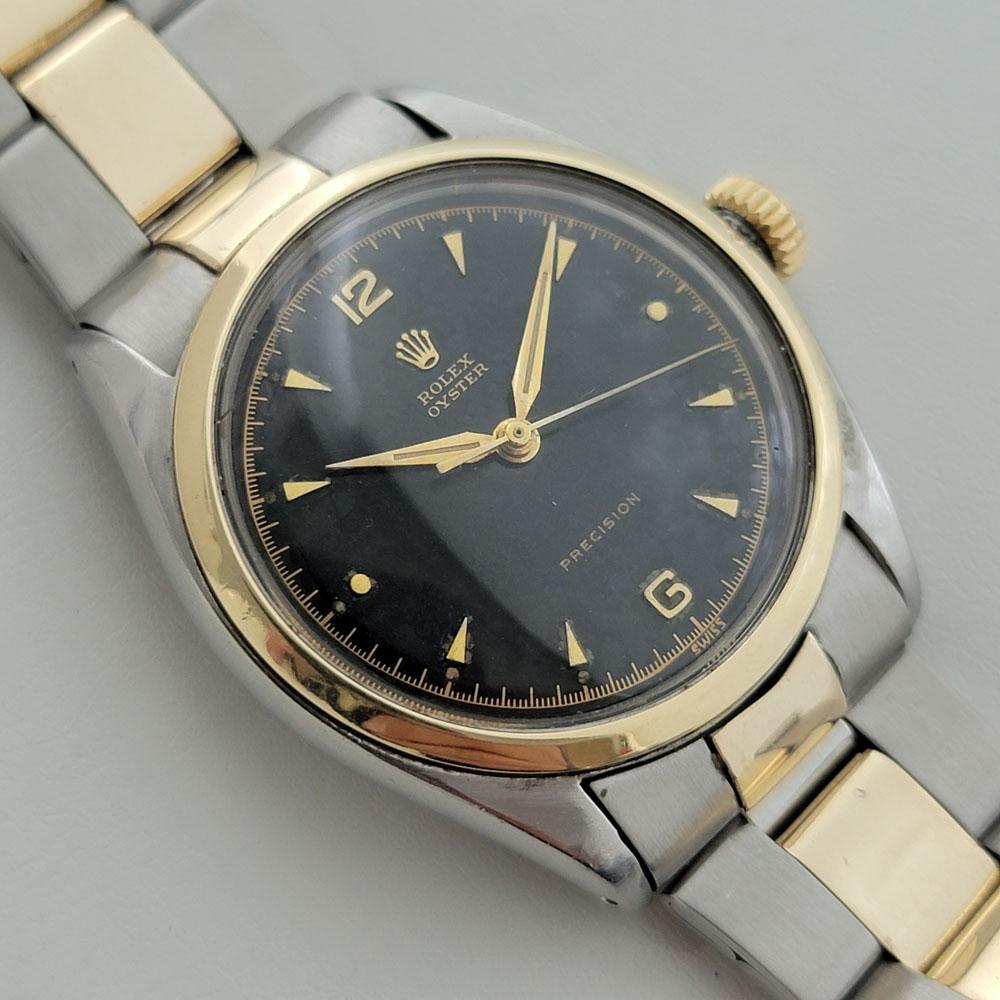 Herren Rolex Oyster Precision 6022 34mm 14k SS Handaufzug 1950er Jahre Vintage RA349 im Zustand „Hervorragend“ in Beverly Hills, CA