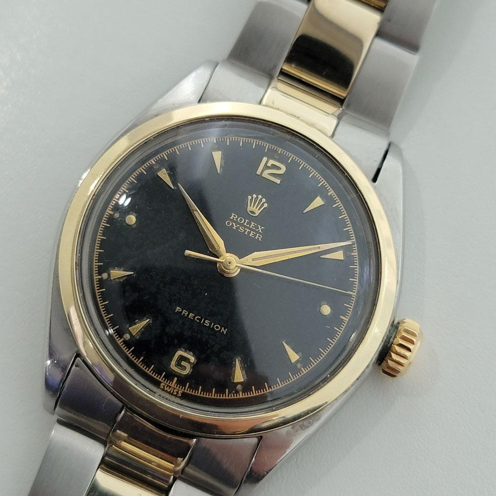 Herren Rolex Oyster Precision 6022 34mm 14k SS Handaufzug 1950er Jahre Vintage RA349 1