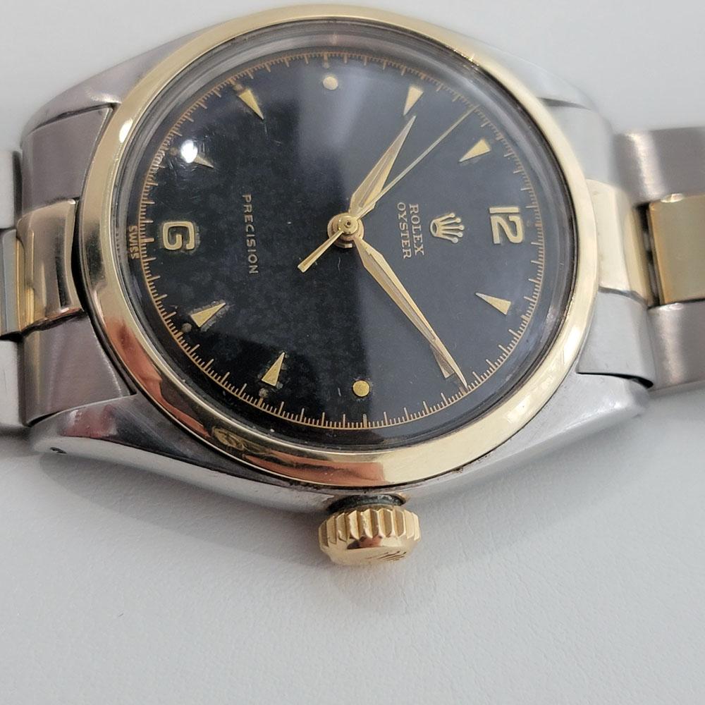 Herren Rolex Oyster Precision 6022 34mm 14k SS Handaufzug 1950er Jahre Vintage RA349 2
