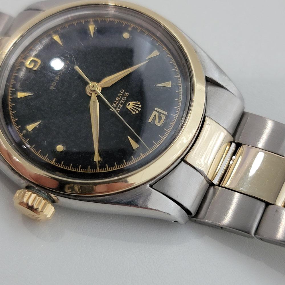 Herren Rolex Oyster Precision 6022 34mm 14k SS Handaufzug 1950er Jahre Vintage RA349 3
