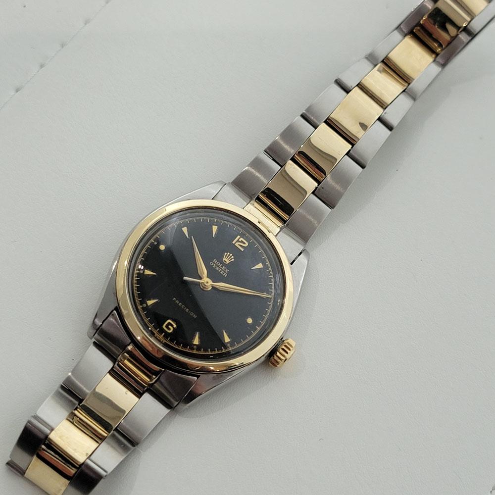 Herren Rolex Oyster Precision 6022 34mm 14k SS Handaufzug 1950er Jahre Vintage RA349 4