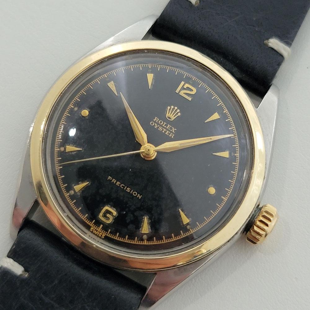 Mens Rolex Oyster Precision 6022 14k SS Manual Wind 1950s Vintage RA349B In Excellent Condition In Beverly Hills, CA