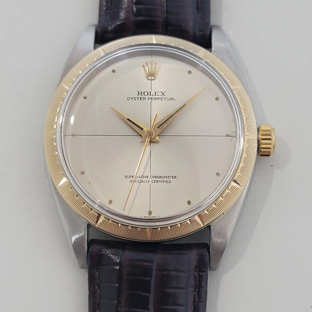 Handsome and elegant classic, Men's Rolex Ref.1008 Oyster perpetual Zephyr automatic dress watch, c.1965, in excellent working condition. Verified authentic by a master watchmaker. Gorgeous Rolex signed quadrant dial, applied droplet hour markers,
