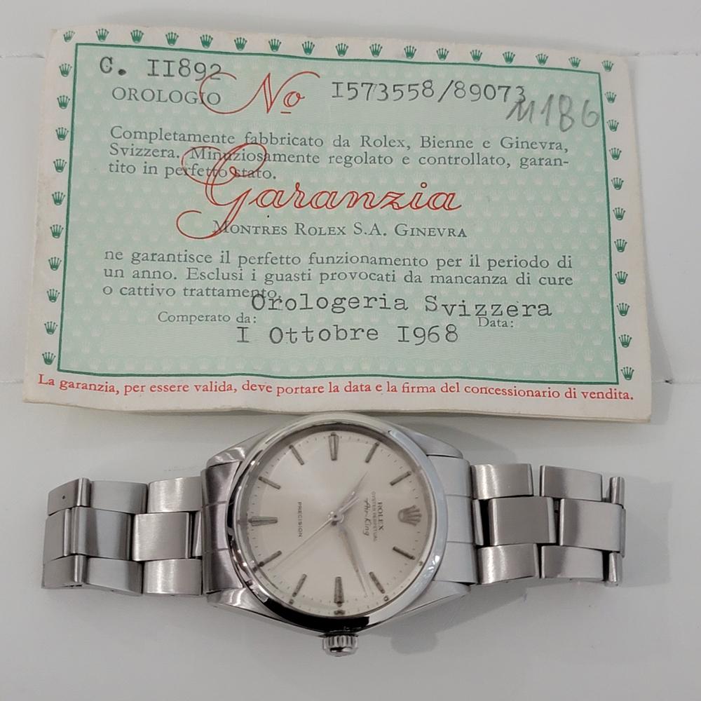 Mens Rolex Oyster Precision Ref 1002 Air King 34mm Automatic 1960s w Paper RA249 6