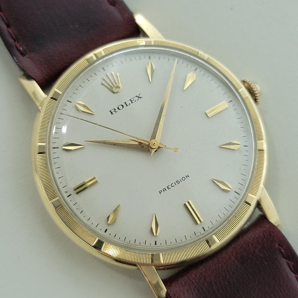 Mens Rolex Oyster Precision Ref 8952 14k Solid Gold 35mm Manual Wind 1950s RA529 In Excellent Condition In Beverly Hills, CA