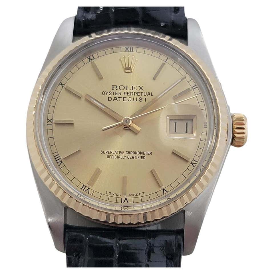 Mens Rolex Oyster Datejust Ref 16013 36mm 18k SS Automatic 1980s Swiss ...
