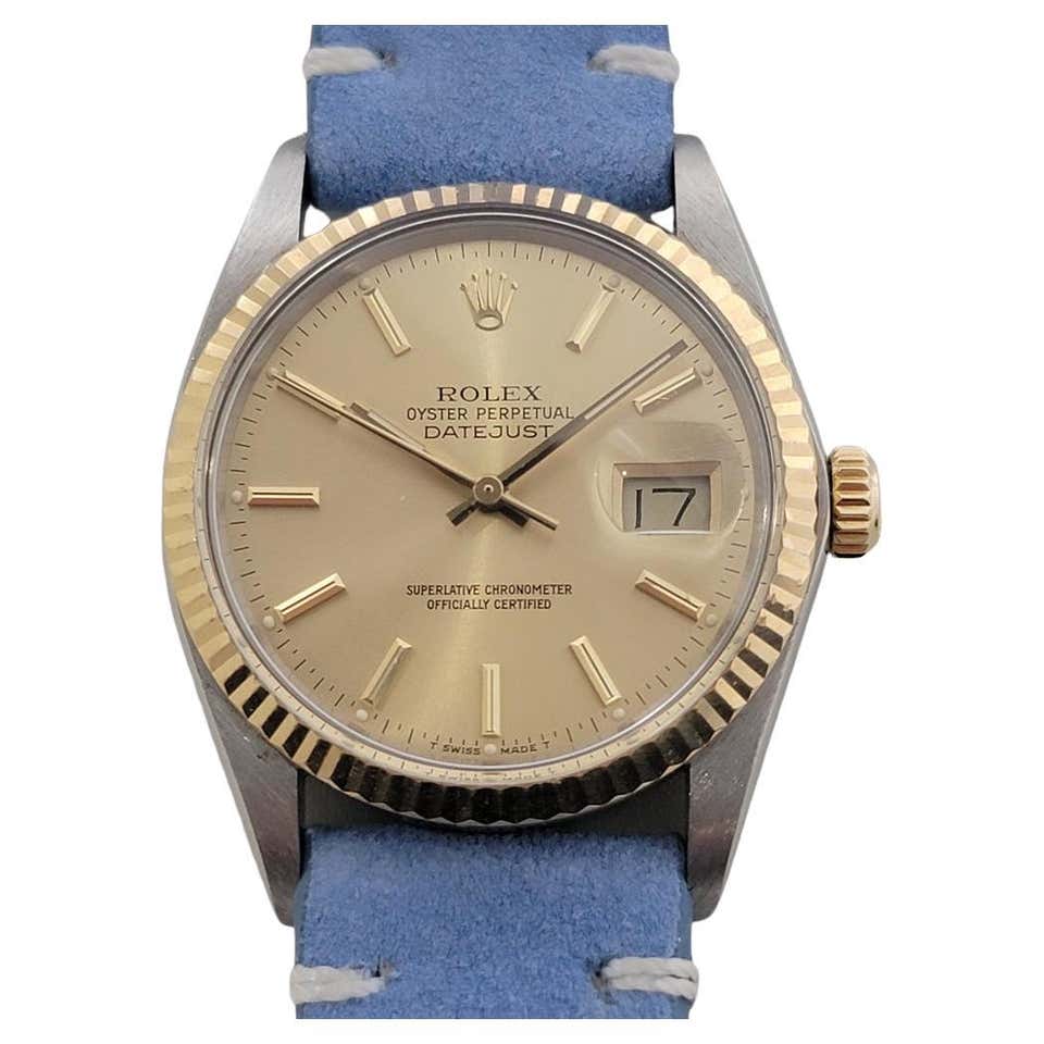 Mens Rolex Oyster Datejust Ref 16013 36mm 18k SS Automatic 1980s Swiss ...