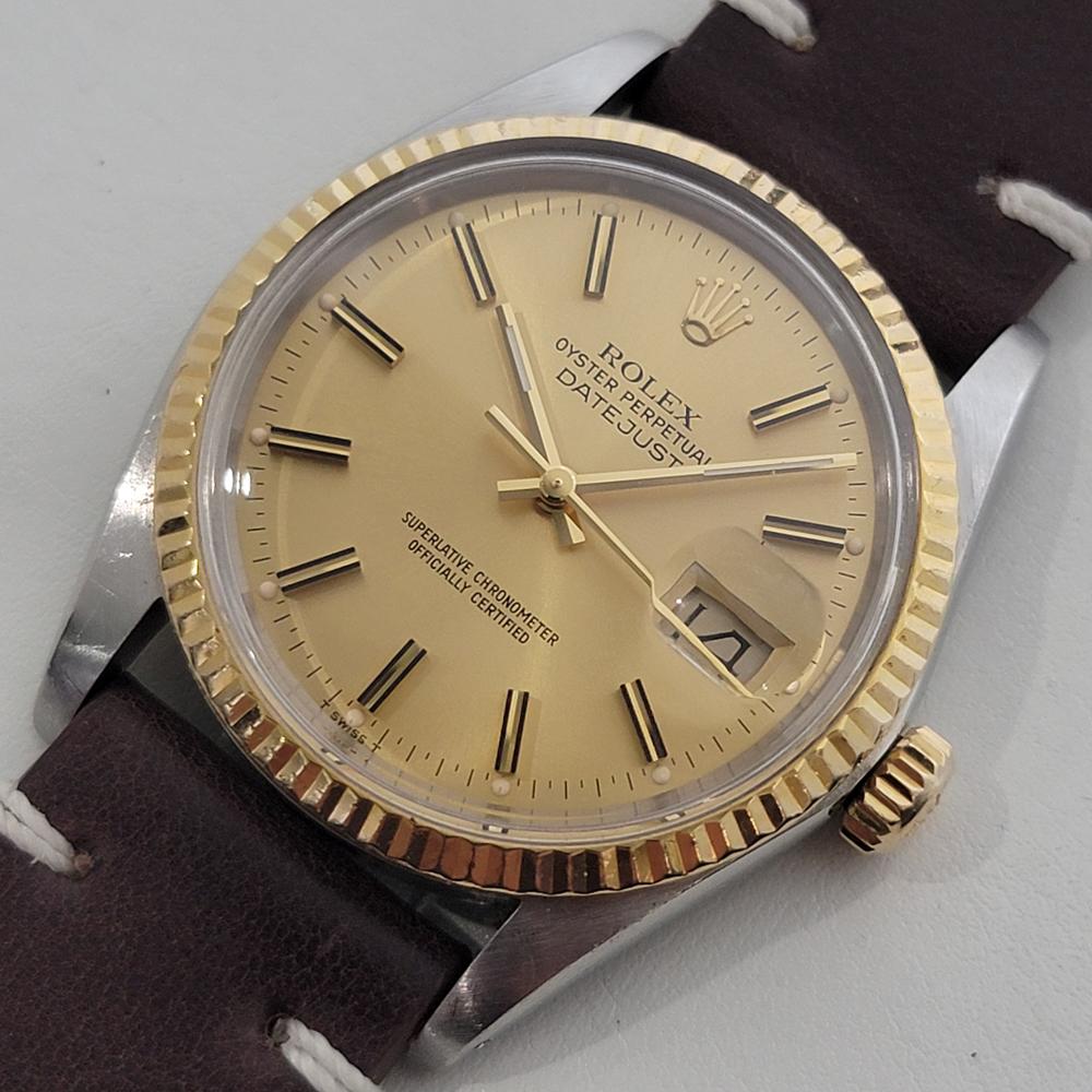 Men's Mens Rolex Oyster Ref 16013 Datejust 36mm 18k SS Date Automatic 1980s RA521 For Sale