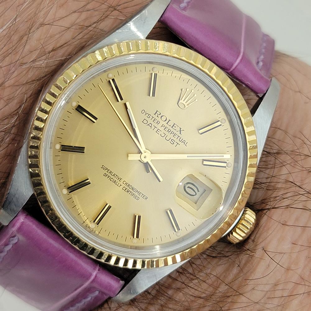 Herren Rolex Oyster Ref 16013 Datejust 36mm 18k SS Datum Automatik 1980er Jahre RA521B im Angebot 10