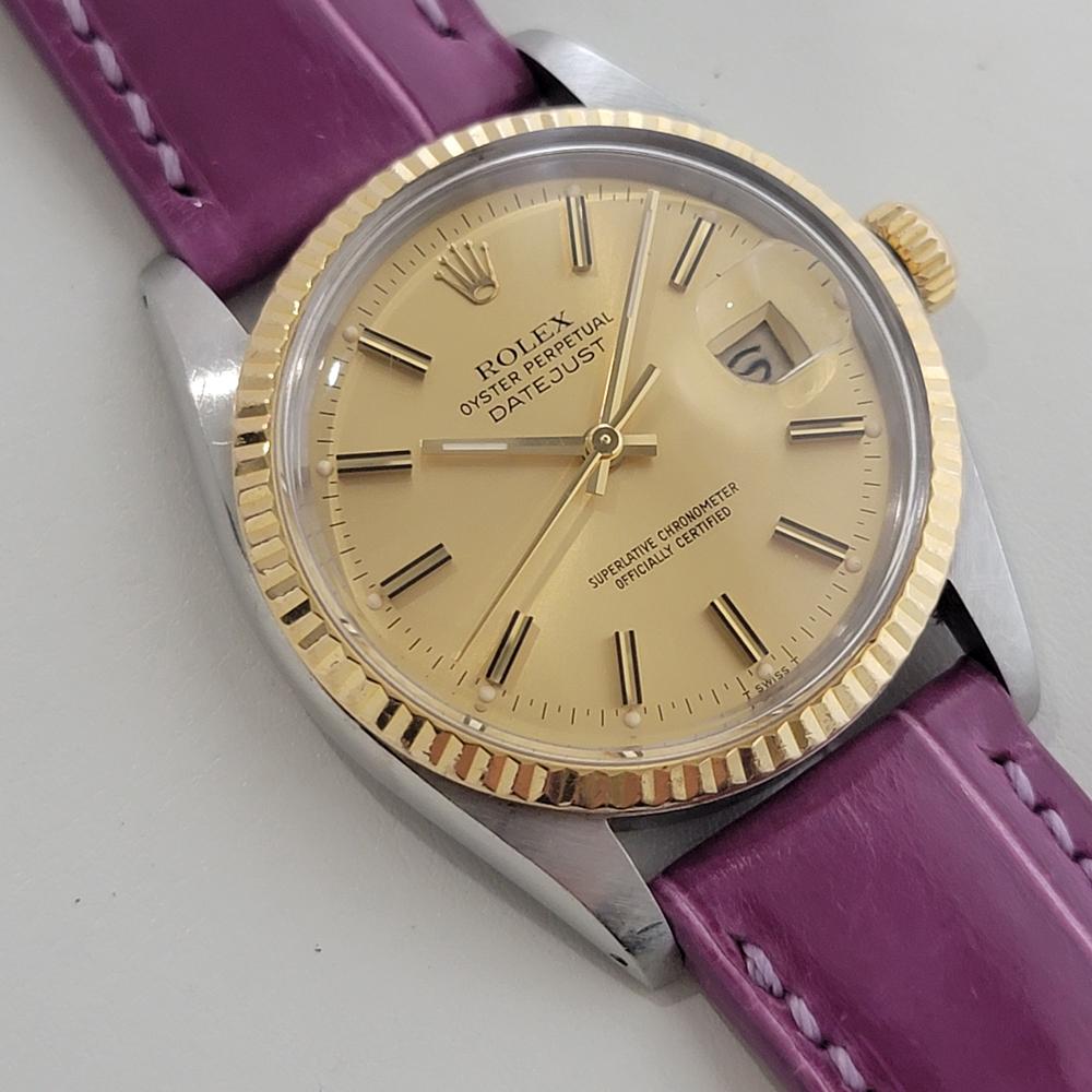 Herren Rolex Oyster Ref 16013 Datejust 36mm 18k SS Datum Automatik 1980er Jahre RA521B im Zustand „Hervorragend“ im Angebot in Beverly Hills, CA