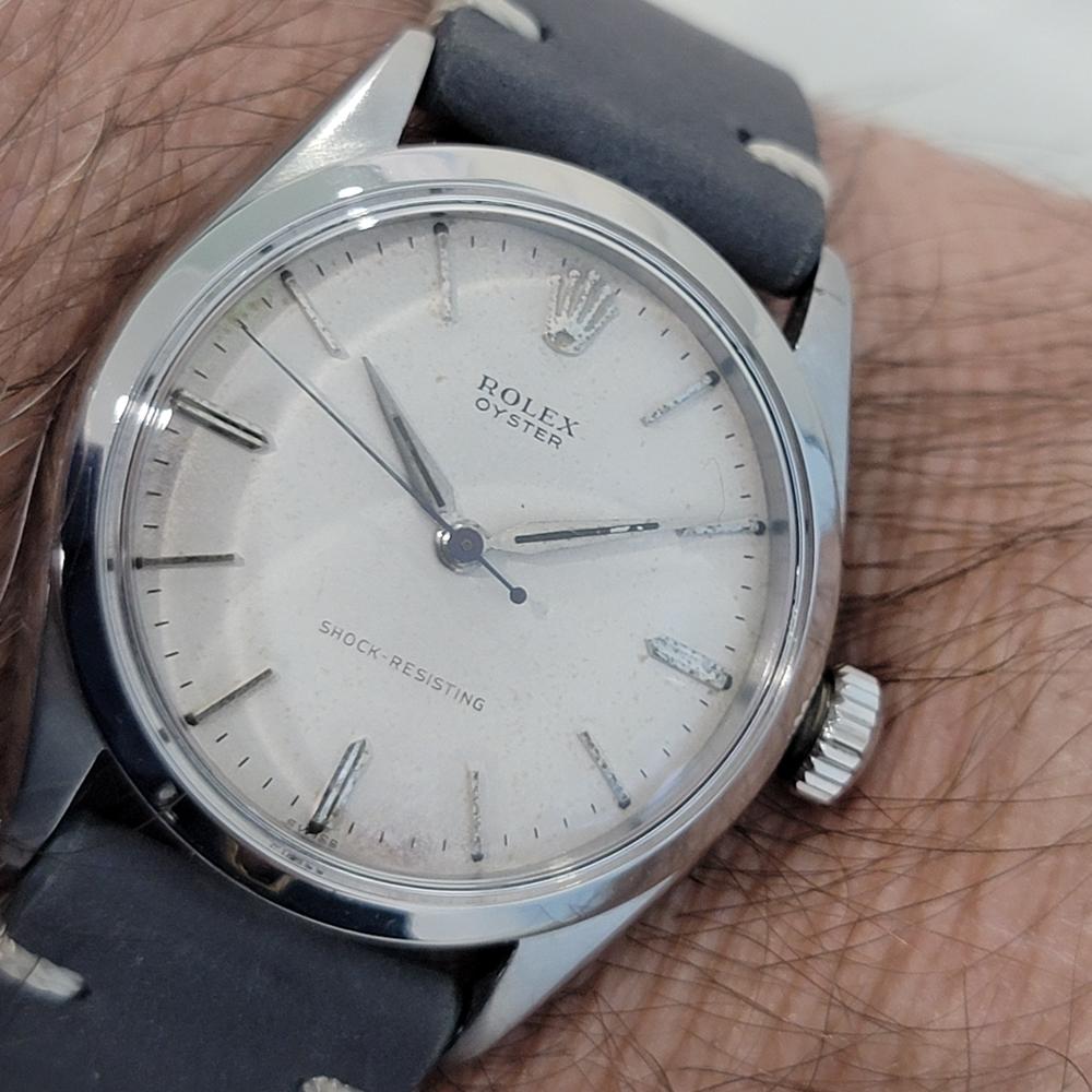 Mens Rolex Oyster Ref 6480 34mm Acero inoxidable Viento Manual 1950s Vintage RA416 en venta 9