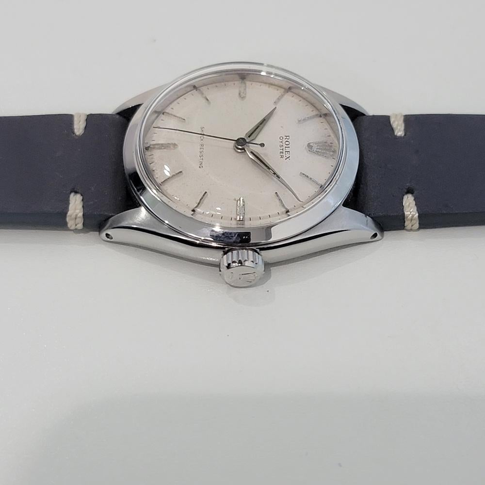 Mens Rolex Oyster Ref 6480 34mm Acero inoxidable Viento Manual 1950s Vintage RA416 en venta 1