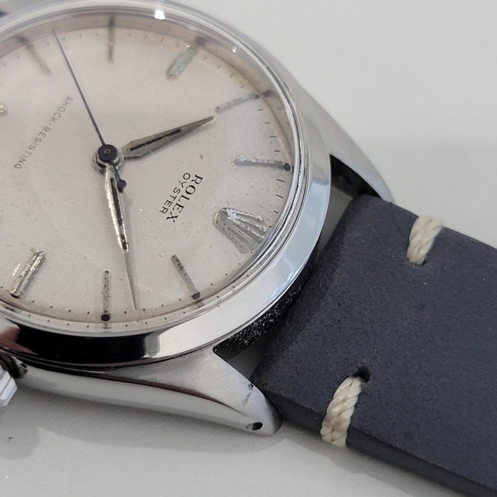 Mens Rolex Oyster Ref 6480 34mm Acero inoxidable Viento Manual 1950s Vintage RA416 en venta 2
