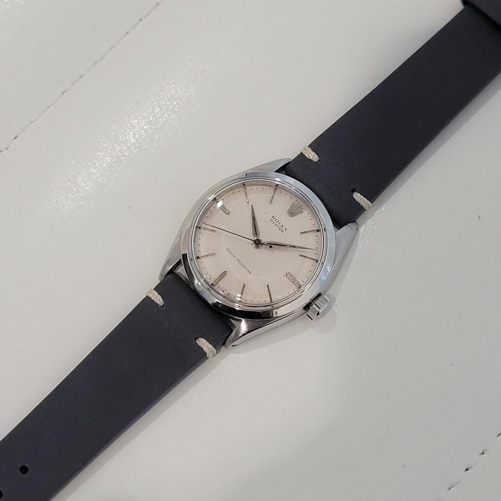 Mens Rolex Oyster Ref 6480 34mm Acero inoxidable Viento Manual 1950s Vintage RA416 en venta 3