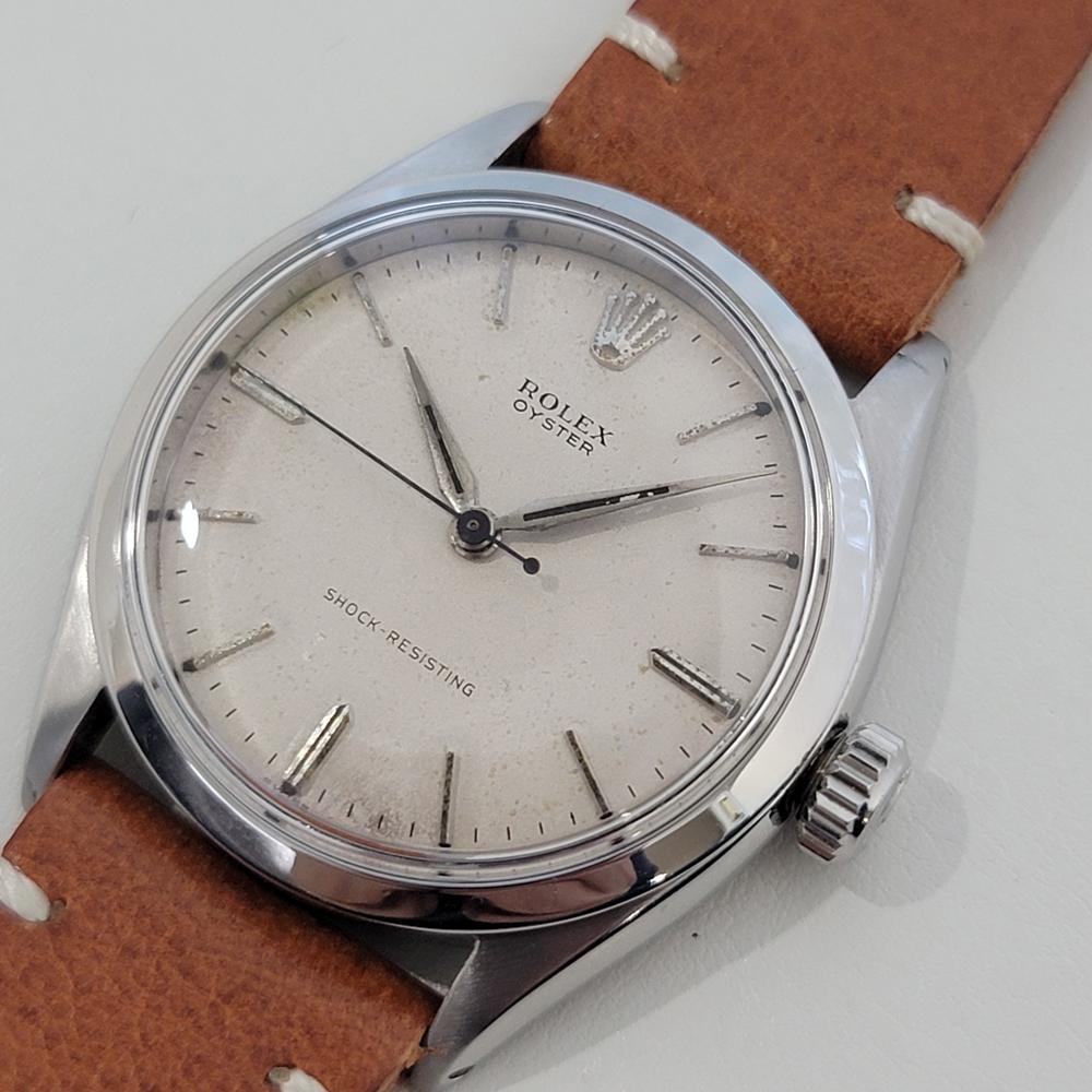 Herren Rolex Oyster Ref 6480 34mm Edelstahl Handaufzug 1950er Jahre Vintage RA416B im Angebot 1