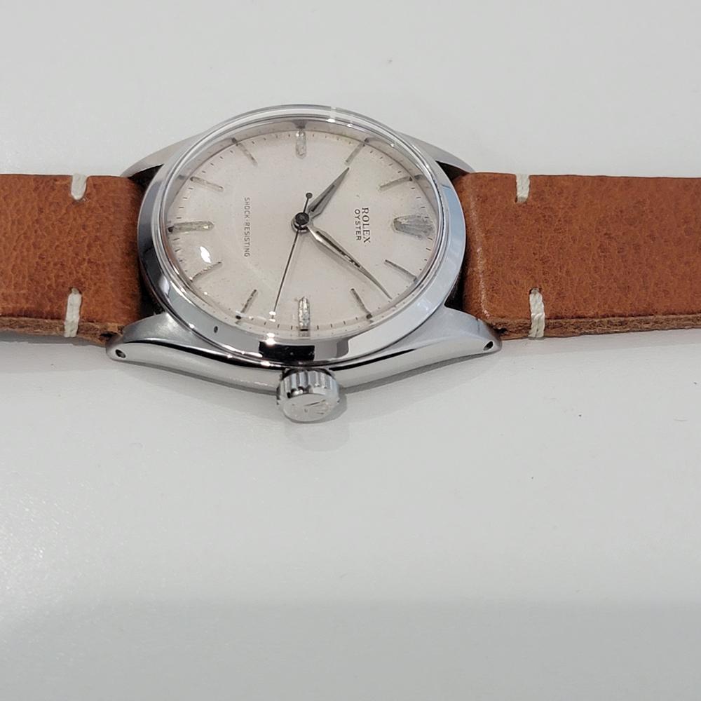 Herren Rolex Oyster Ref 6480 34mm Edelstahl Handaufzug 1950er Jahre Vintage RA416B im Angebot 2