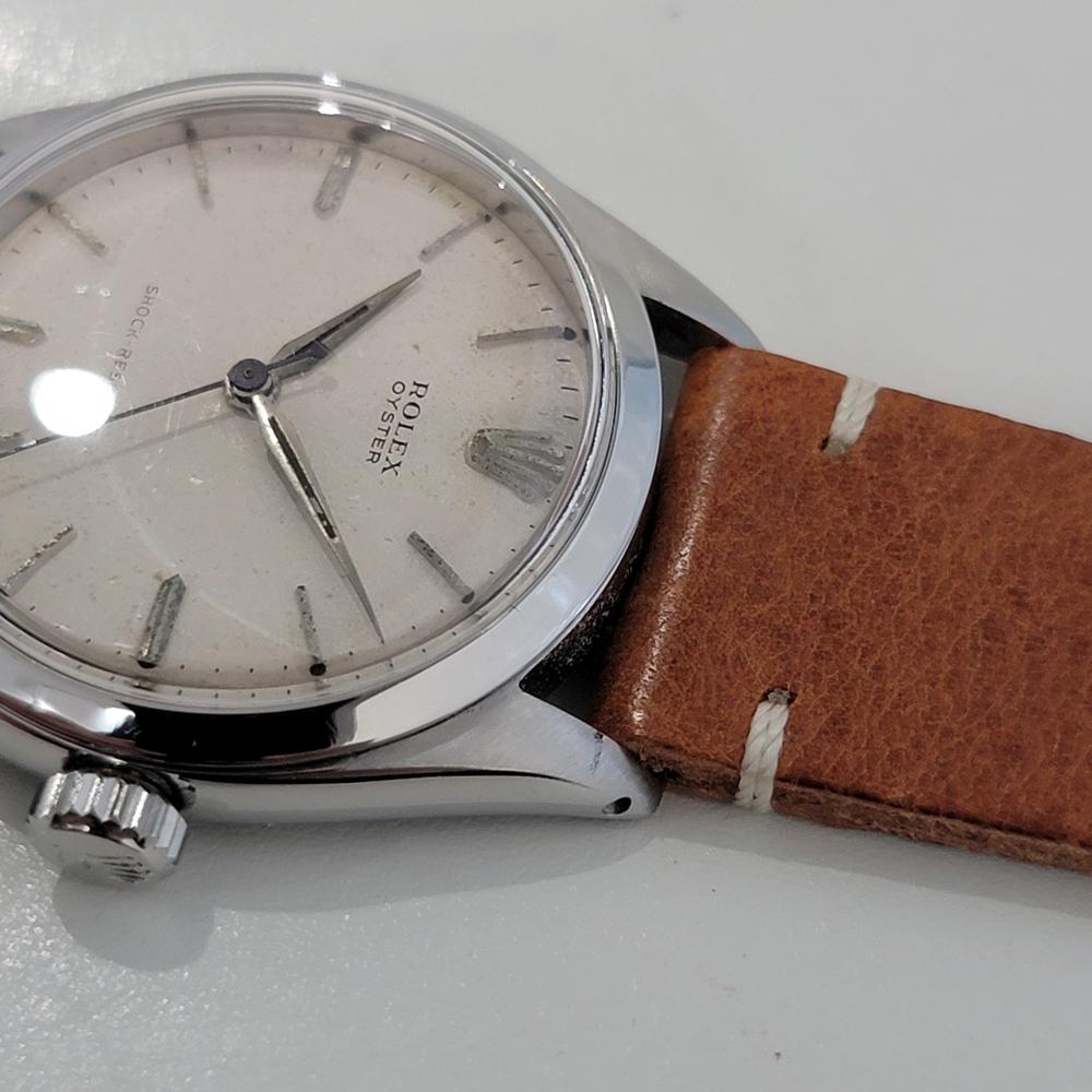 Herren Rolex Oyster Ref 6480 34mm Edelstahl Handaufzug 1950er Jahre Vintage RA416B im Angebot 3