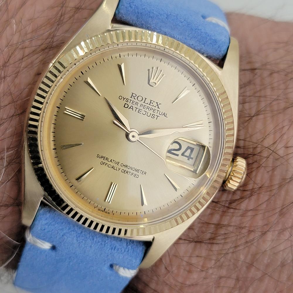Mens Rolex Oyster Ref 6605 Datejust 14k Solid Gold 36mm Automatic 1950s RA480 For Sale 9