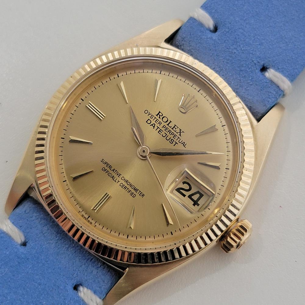 Men's Mens Rolex Oyster Ref 6605 Datejust 14k Solid Gold 36mm Automatic 1950s RA480 For Sale