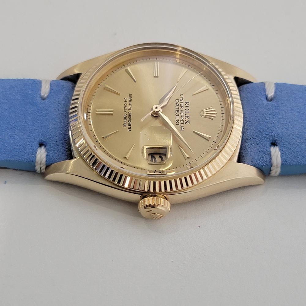 Mens Rolex Oyster Ref 6605 Datejust 14k Solid Gold 36mm Automatic 1950s RA480 For Sale 1