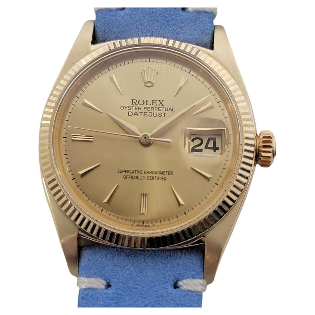 Mens Rolex Oyster Ref 6605 Datejust 14k Solid Gold 36mm Automatic 1950s RA480