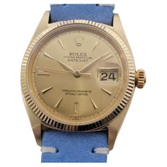 Vintage Mens Rolex Oyster Ref 6605 Datejust 14k Solid Gold 36mm Automatic 1950s RA480
