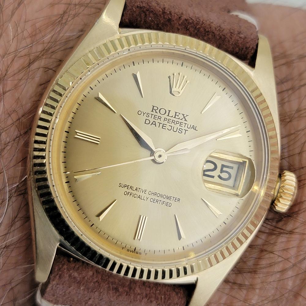 Mens Rolex Oyster Ref 6605 Datejust 14k Solid Gold 36mm Automatic 1950s RA480B For Sale 9