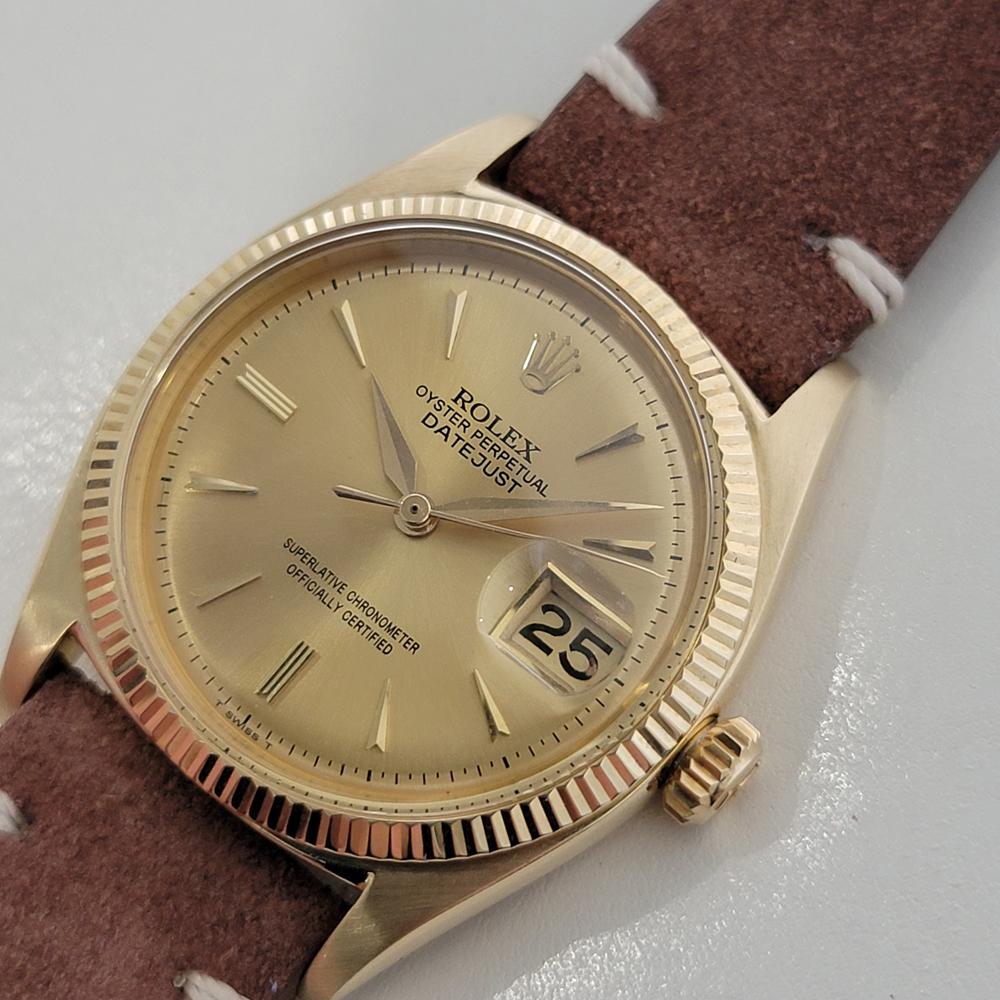 Men's Mens Rolex Oyster Ref 6605 Datejust 14k Solid Gold 36mm Automatic 1950s RA480B For Sale