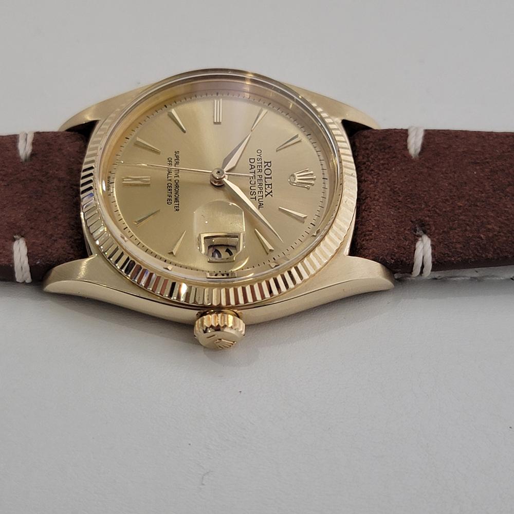 Mens Rolex Oyster Ref 6605 Datejust 14k Solid Gold 36mm Automatic 1950s RA480B For Sale 1